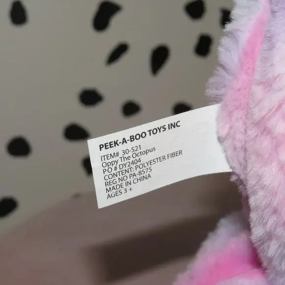 Peek-A-Boo Pink Tie Dye Octopus Plush Stuffed Toy - Picture 5 of 6